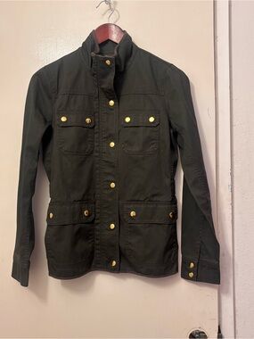 J Crew Jordan Olive Green Utility Jacket with Gold Buttons